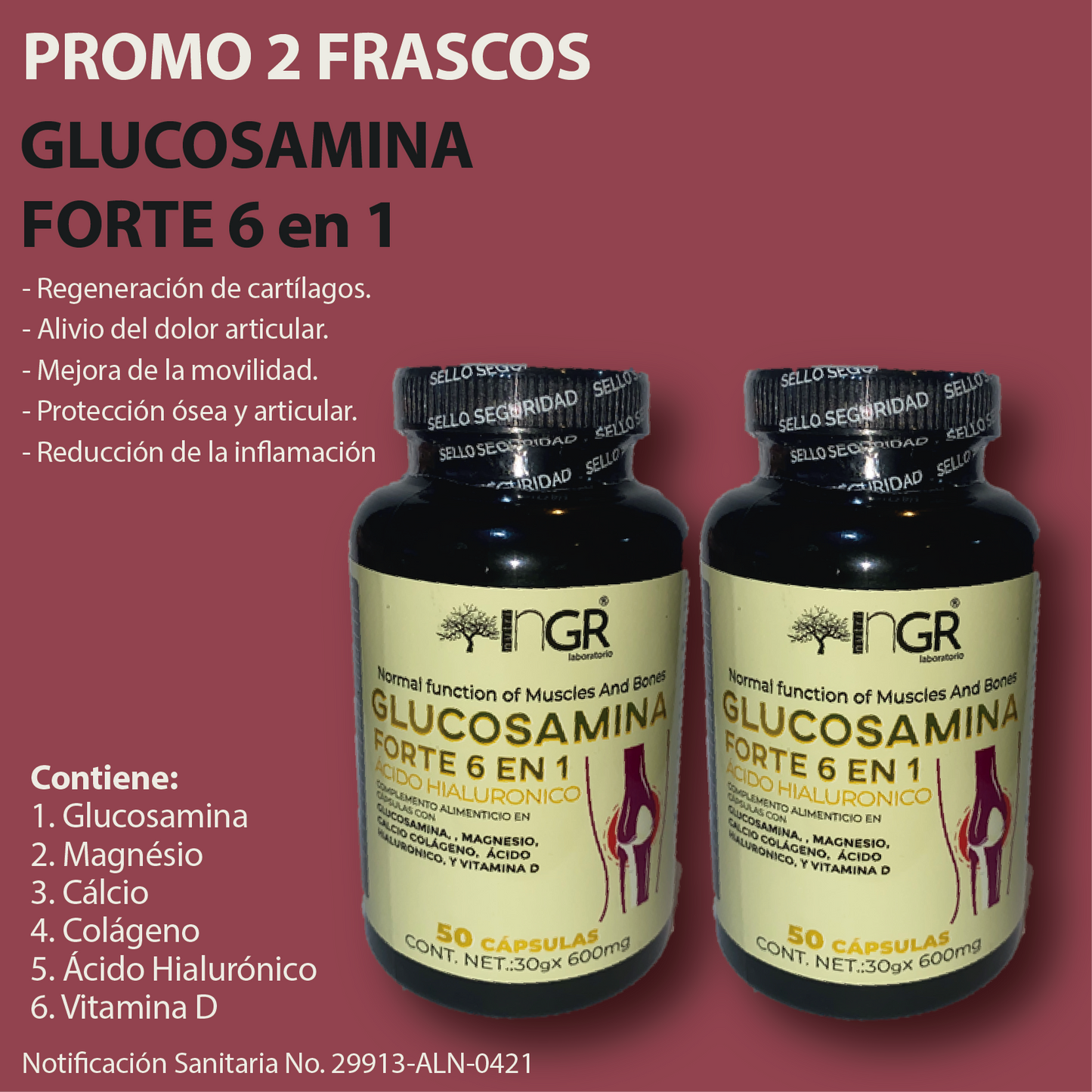 PROMO 2 FRASCOS GLUCOSAMINA FORTE 6 en 1